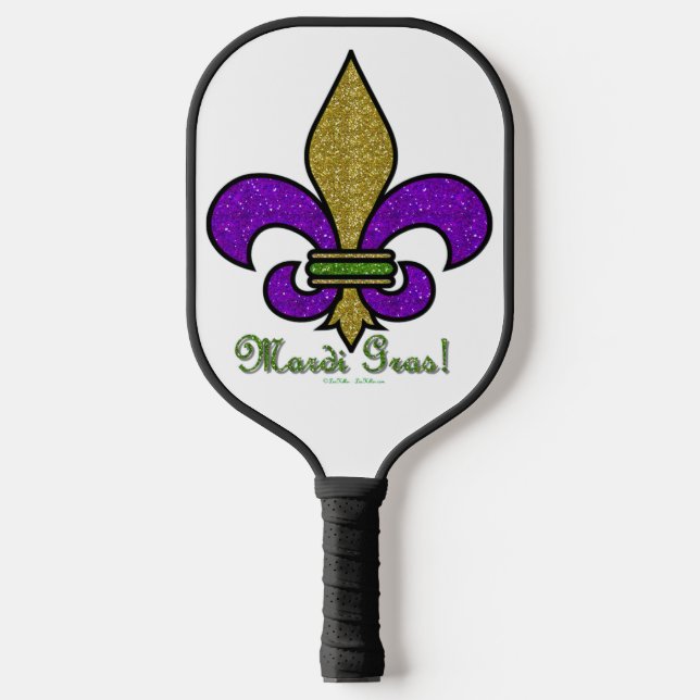 Raquette De Pickleball Mardi Gras Fleur De Lis Coloré (Recto)