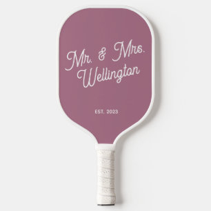 Raquette De Pickleball Mariage de script couleur personnalisée moderne No