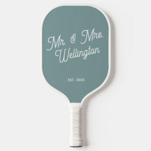 Raquette De Pickleball Mariage de script couleur personnalisée moderne No