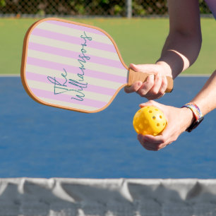 Raquette De Pickleball Mariage de script personnalisé tendance rose blanc