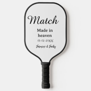 Raquette De Pickleball Mariage fait au ciel nom date simple calligraphie