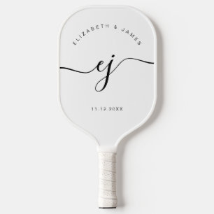 Raquette De Pickleball Mariage Minimaliste Élégant et Stylé avec Monogram