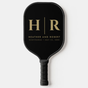 Raquette De Pickleball Mariage Monogramme moderne mariée et chambre perso