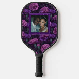 Raquette De Pickleball Mariage Traditionnel Fleur de Œillet Violet à la M