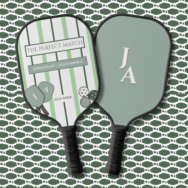 Raquette De Pickleball Mariage Vert Parfait : Cérémonie de Couple (Créateur téléchargé)