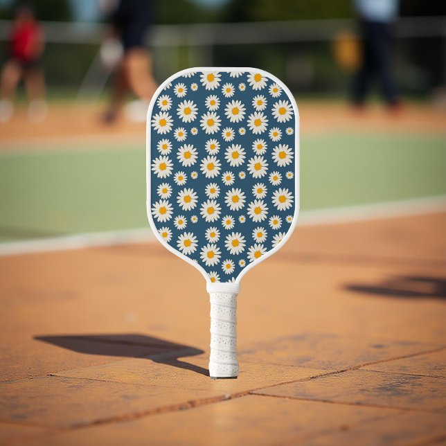 Raquette De Pickleball Marine Daisy Floral Bohemian Botanical Motif (Créateur téléchargé)