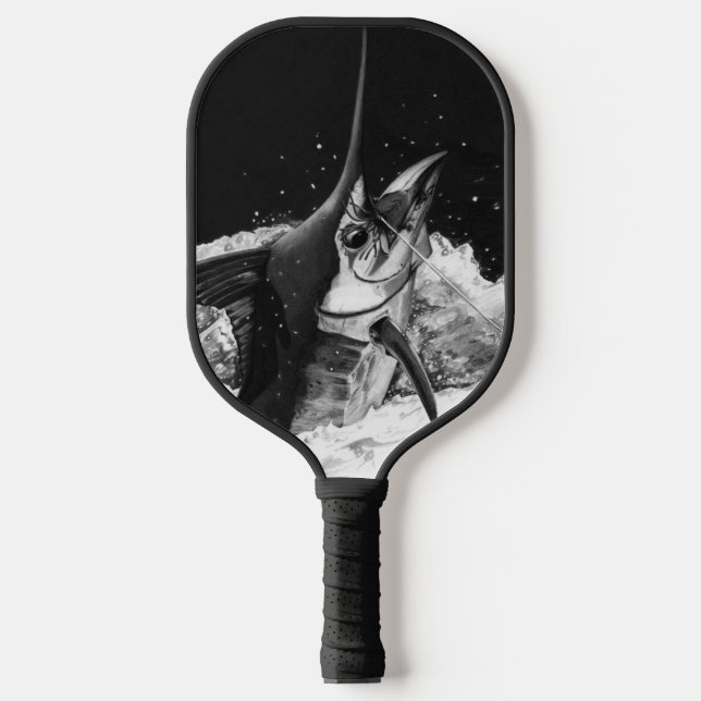 Raquette De Pickleball Marlin bleu en noir et blanc (Recto)