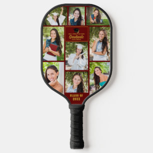 Raquette De Pickleball Maroon Gold Graduate Photo Collage Graduation