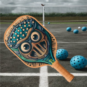 Raquette De Pickleball Masque énigmatique sculpté sur plaque de bois Imag