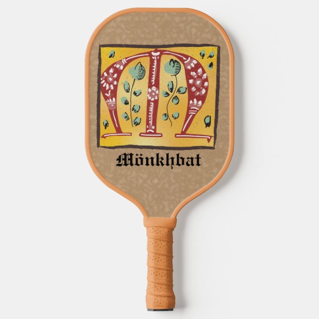 Raquette De Pickleball Medieval Floral Illuminated Letter M Monogram Pick (Recto)