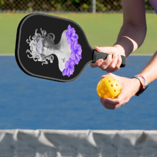 Raquette De Pickleball Medusa Gorgon Mythologie grecque Purple Floral