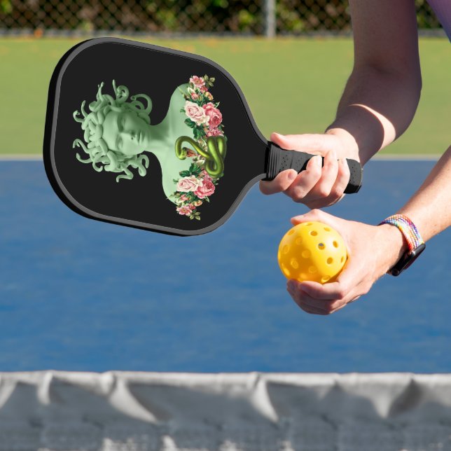 Raquette De Pickleball Medusa verte Gorgon Mythologie grecque Pink Floral (Insitu)