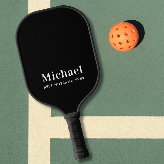 Raquette De Pickleball Meilleur Mari jamais Monogramme Noir (Créateur téléchargé)