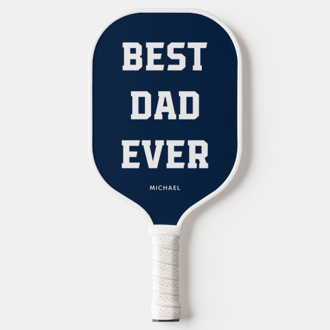 Raquette De Pickleball Meilleur papa jamais | Bold Modern Navy Blue (Recto)