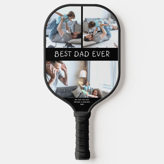 Raquette De Pickleball Meilleur Papa Jamais Fête des pères Enfants Photo  (Recto)