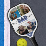 Raquette De Pickleball Meilleur Papa Jamais Photo Collage Pickleball Padd<br><div class="desc">Admirez la douce réalité de la parentalité avec notre pagaie de pickleball père moderne. Unique et soigné, il sert de gardien chéri, avec un espace pour 4 photos de famille, le nom de vos enfants et le nom de votre père. Sans parler du étiquette affectueux de "meilleur père jamais". Ce...</div>