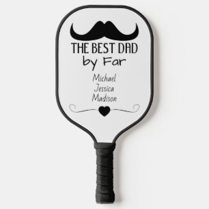 Raquette De Pickleball Meilleur papa Mustache noire Fête des pères Nom pe