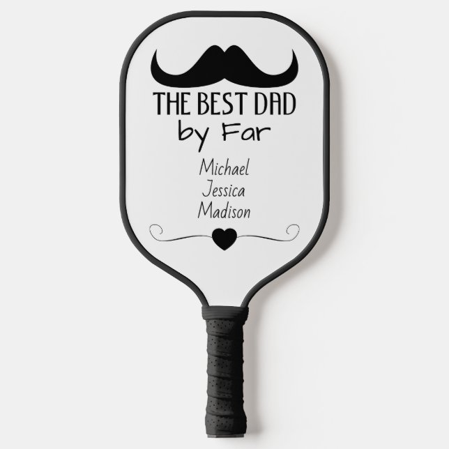 Raquette De Pickleball Meilleur papa Mustache noire Fête des pères Nom pe (Recto)