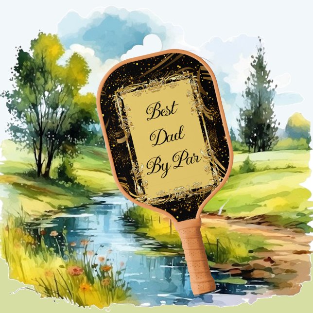 Raquette De Pickleball Meilleur Papa Par Moderne Calligraphie Léoniste Sw (Best Dad By Par Modern Calligraphy Leafy Swirl Fun Pickleball Paddle)