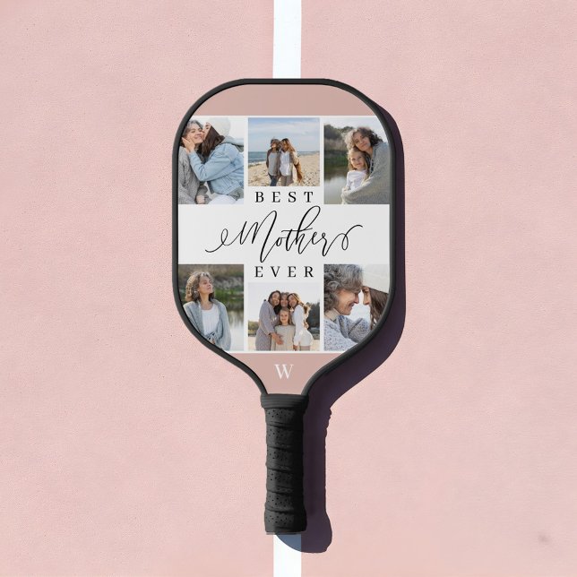Raquette De Pickleball Meilleure Mère Jour des Mères Script Photo Collage (Best Mother Ever Script Mother's Day Photo Collage Pickleball Paddle)