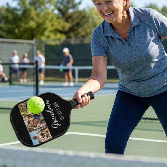 Raquette De Pickleball Mémé a établi Photo Noir 3 Écriture Blanche (Créateur téléchargé)