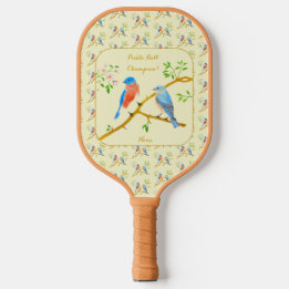 Raquette De Pickleball Merles à texte Pagaie de pickleball jaune