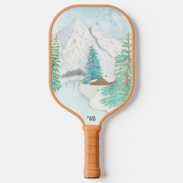Raquette De Pickleball Merveille d'hiver avec texte (Recto)