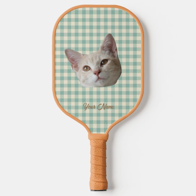 Raquette De Pickleball Mettez votre photo de chat sur En vichy (Recto)