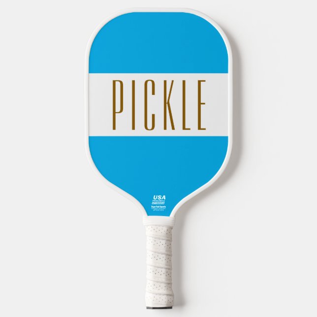 Raquette De Pickleball Mignolette Ciel Bleu Blanc PICKLE Stripes Texte (Recto)