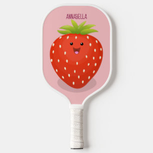 Raquette De Pickleball Mignonne illustration de fraise kawaii en dessin a