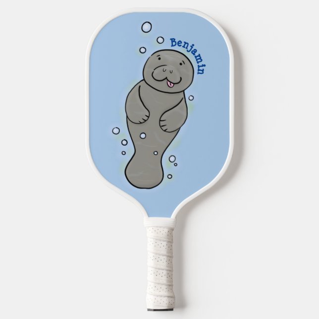 Raquette De Pickleball Mignonne manatée bébé avec bulles illustration (Recto)