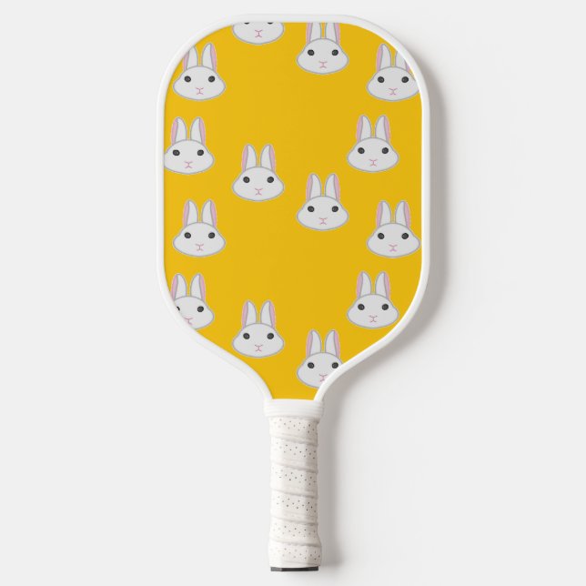 Raquette De Pickleball Mignons visages de lapin sur orange (Recto)