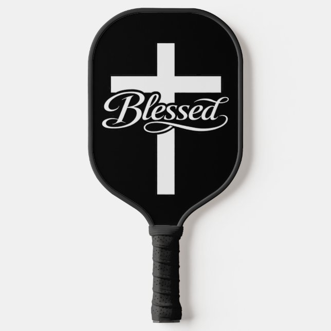 Raquette De Pickleball Minimalist Blessed Cross Christian Faith Design (Recto)