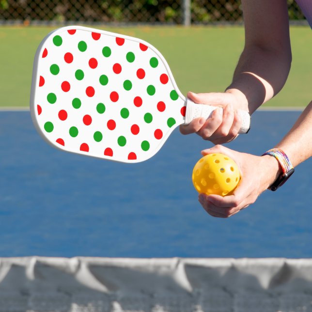 Raquette De Pickleball Modèle à pois blancs rouges et verts  (Insitu)