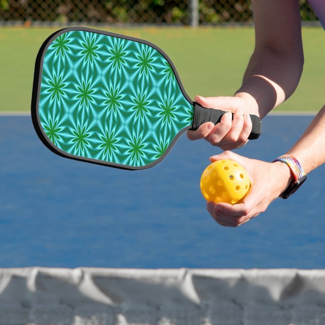Raquette De Pickleball Modèle Floral Abstrait Vert Et Turquoise (Insitu)