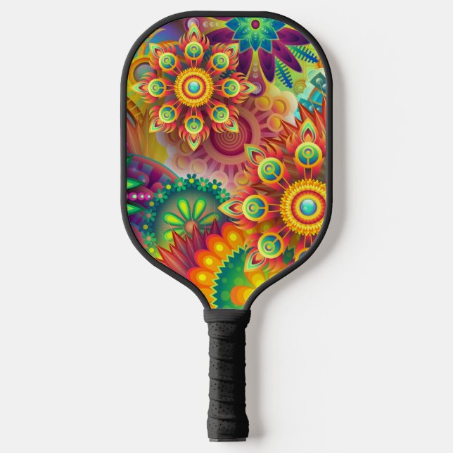 Raquette De Pickleball Modèle floral psychédélique (Recto)