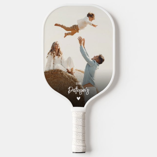 Raquette De Pickleball Modern Custom 2 Photo & Nom de famille (Recto)