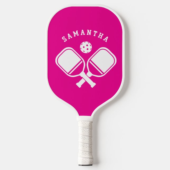 Raquette De Pickleball Modern Simple Cute Stylish Trendy Hot Pink (Recto)