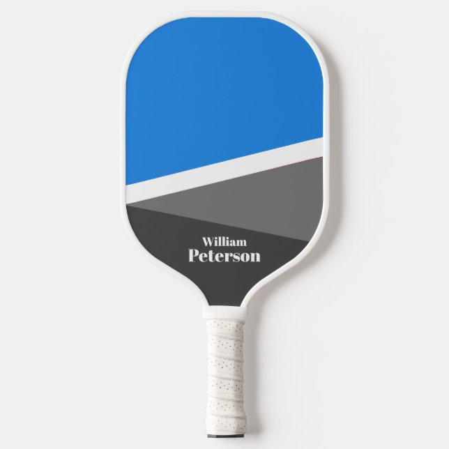 Raquette De Pickleball Moderne Bleu Bleu Bleu Tons Personnalisé Nom (Recto)