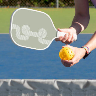 Raquette De Pickleball Moderne Boho Sage Vert Géométrique