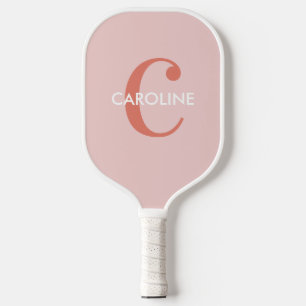 Raquette De Pickleball Moderne Classique Classique Initial Rose Blush