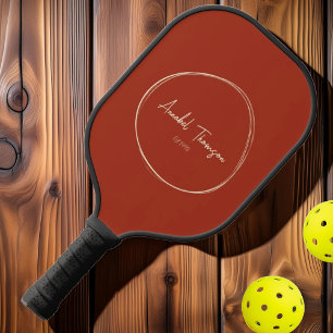 Raquette De Pickleball Moderne de milieu de siècle Brun Sienne Nom du s