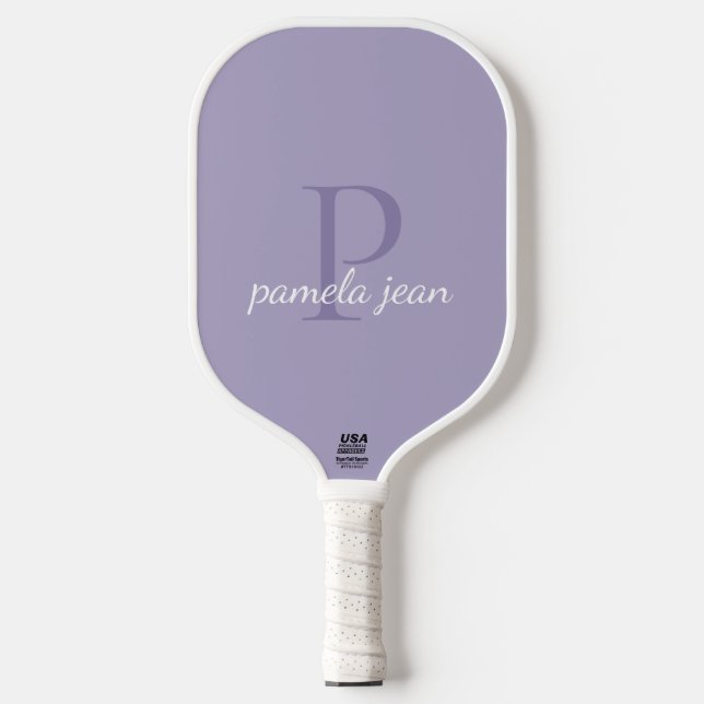 Raquette De Pickleball Moderne Feminine Pastel Monogram Nom personnalisé (Recto)