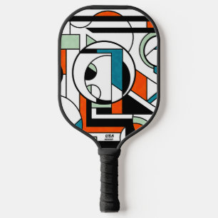 Raquette De Pickleball Moderne Géométrique Abstraite Industrielle Orange