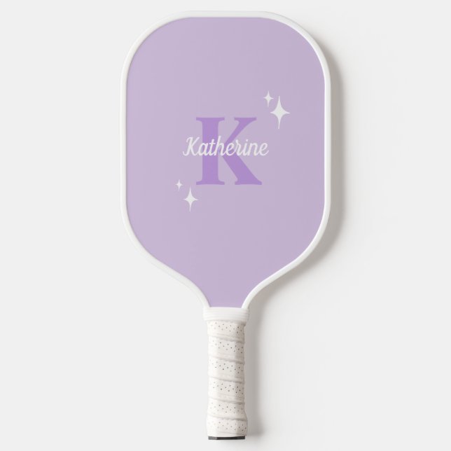 Raquette De Pickleball Moderne Pastel Purple Monogramme Feminine (Recto)