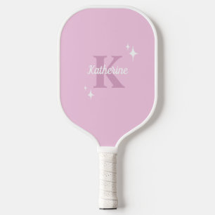 Raquette De Pickleball Moderne Pastel Rose Pêche Monogramme Feminine