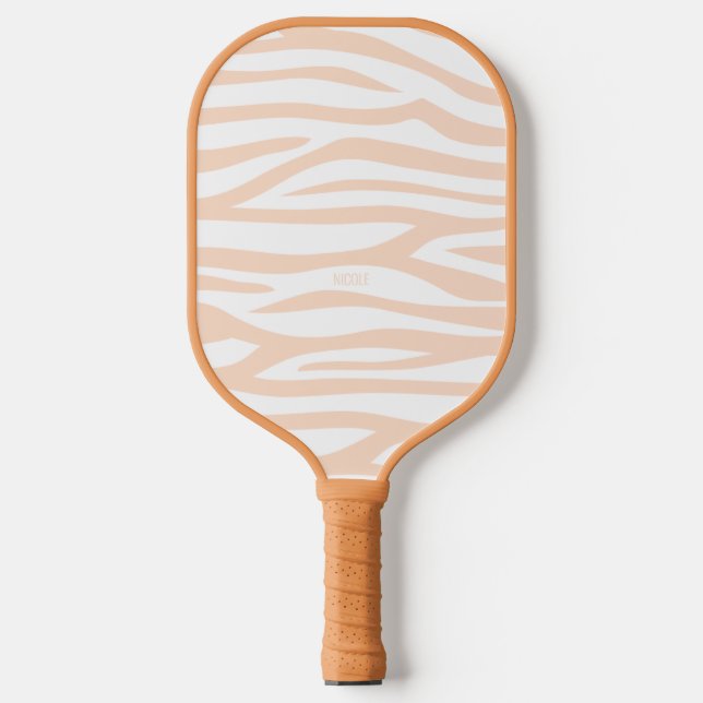 Raquette De Pickleball Moderne Peachy Orange Zebra Impression personnalis (Recto)