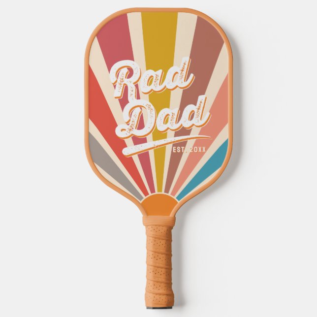 Raquette De Pickleball Moderne Retro Rad Papa Amusant Vintage Rainbow (Recto)