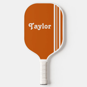 Raquette De Pickleball Moderne Retrowhite Stripes Orange Personnalisé
