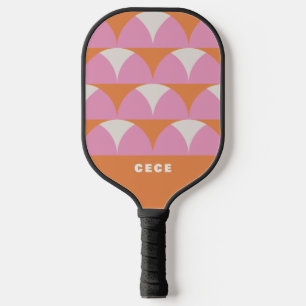 Raquette De Pickleball Moderne rose orange géométrique rétro personnalisé
